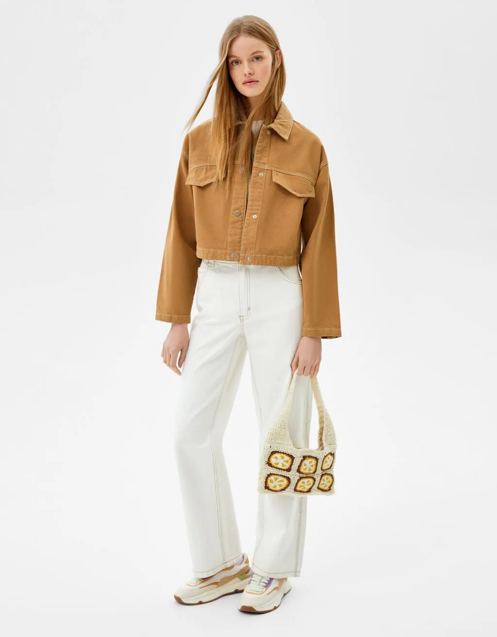 Truckerjacke aus Baumwolle mit Kontrastfarbe